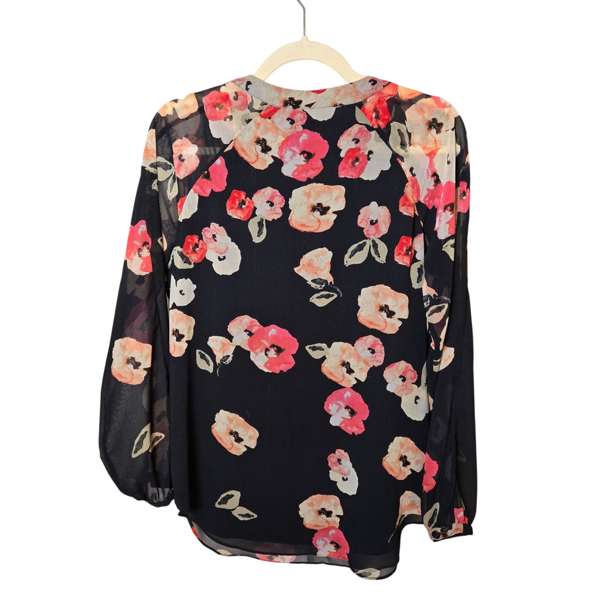 CAbi Floral Poppy V-Neck Blouse Size Medium