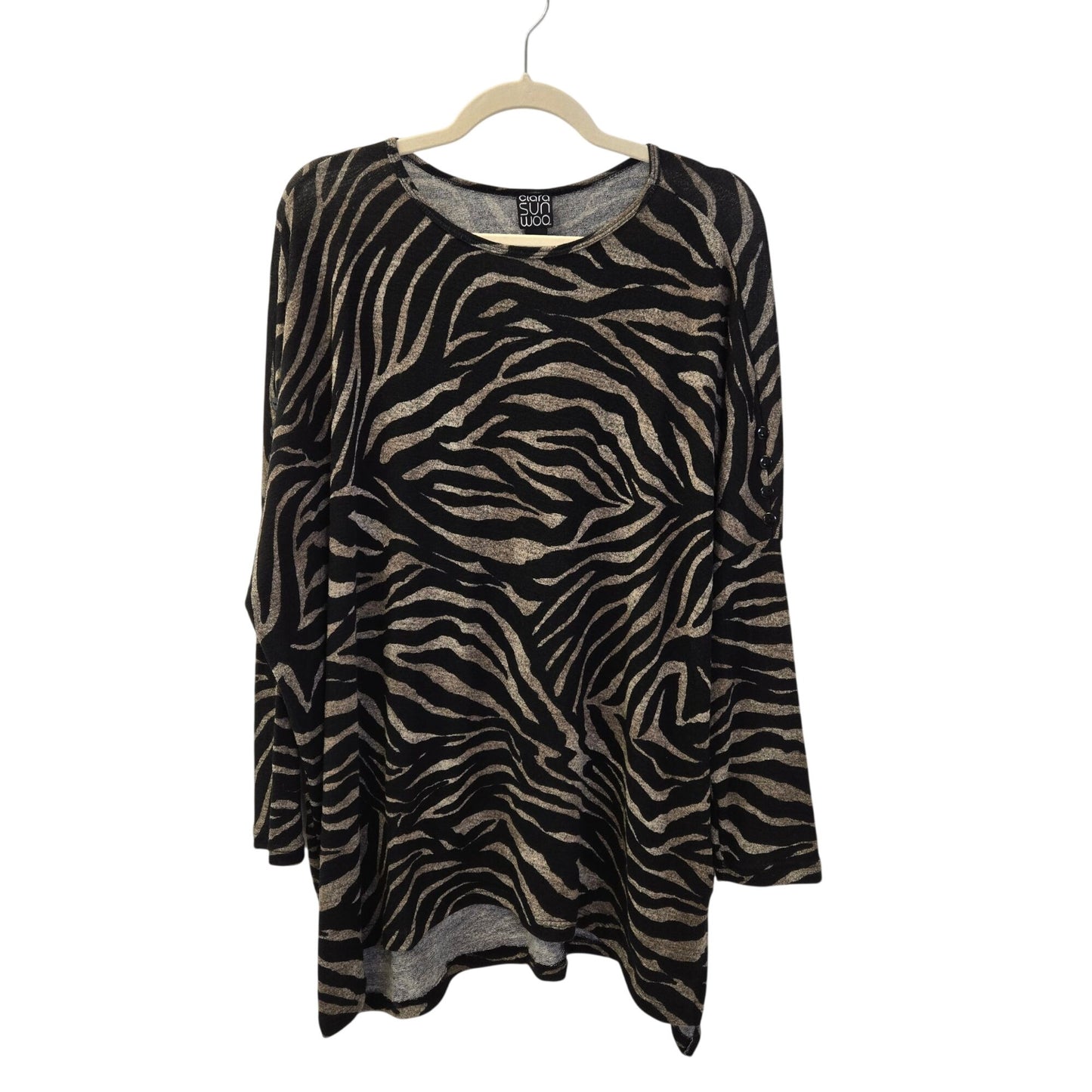 Clara Sun Woo Zebra Print Oversized Dolman Sleeve Sweater Size Medium