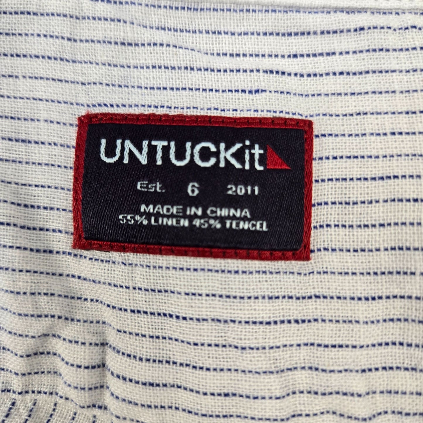 NWT UNTUCKit Linen Blend Angelen Striped Long Sleeve Button Down Shirt Size 6