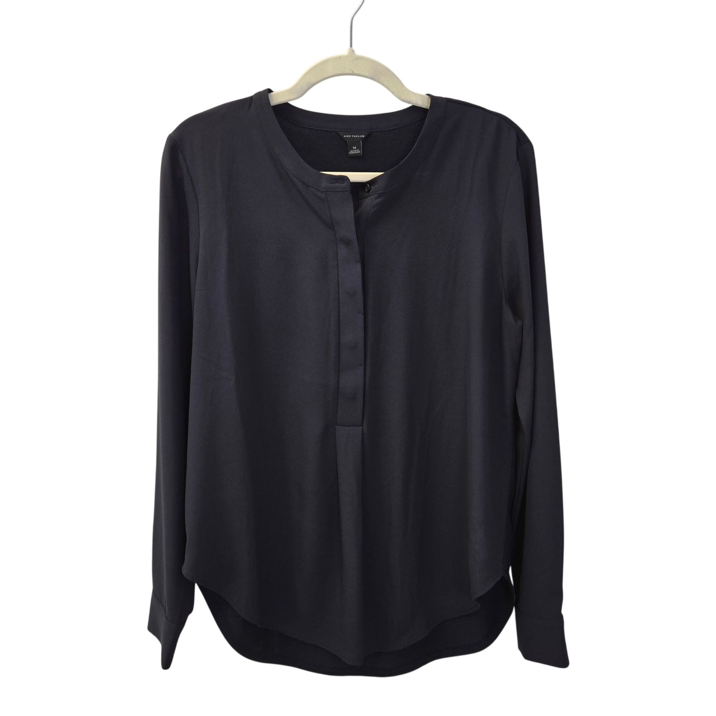 Ann Taylor Mixed Media Hidden Button Closure Blouse Size Medium
