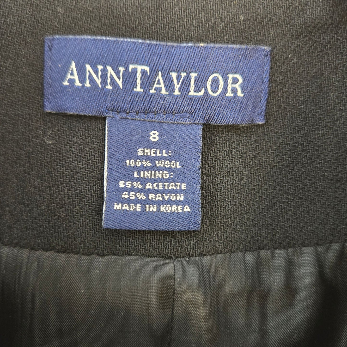 Ann Taylor 100% Wool Four Button Blazer Jacket Size 8