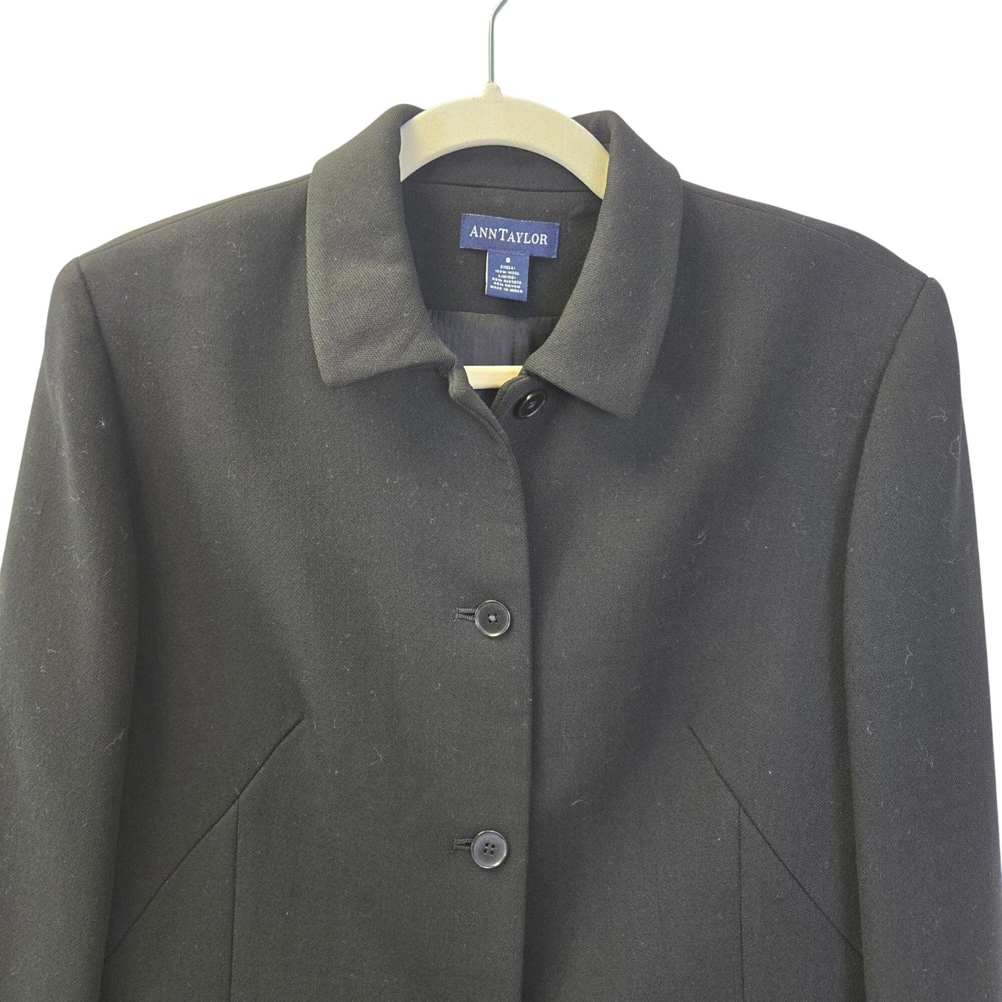 Ann Taylor 100% Wool Four Button Blazer Jacket Size 8