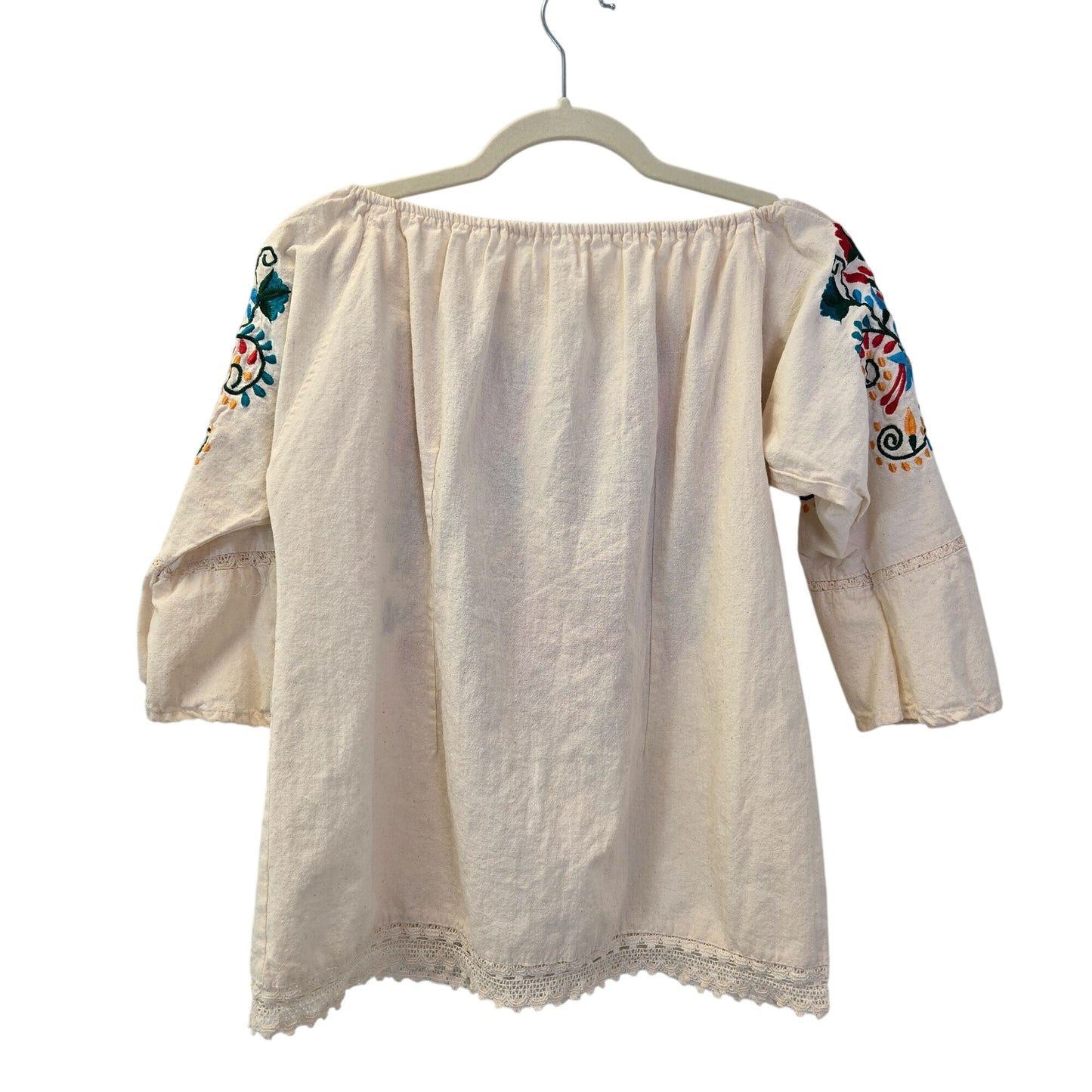 Unbranded Gauzy Mexican Style Embroidered Boho Top Size Medium