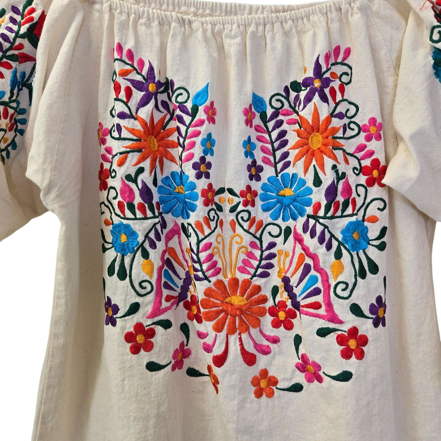 Unbranded Gauzy Mexican Style Embroidered Boho Top Size Medium