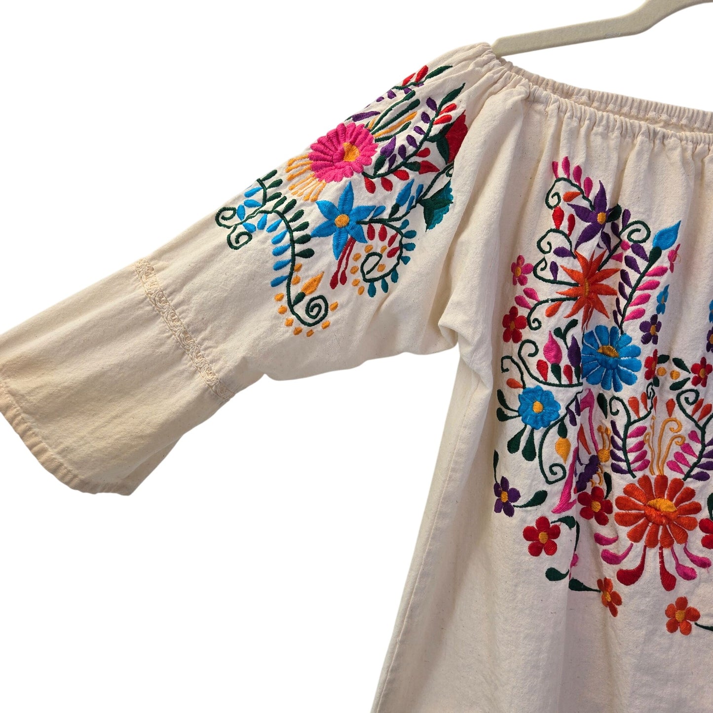 Unbranded Gauzy Mexican Style Embroidered Boho Top Size Medium