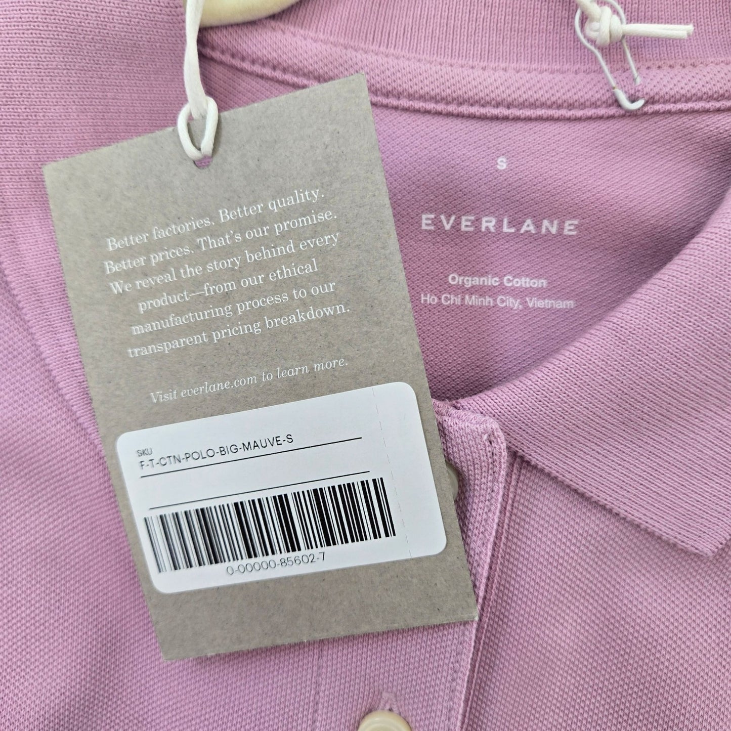 NWT Everlane Organic Cotton Polo Shirt in Mauve Size Small