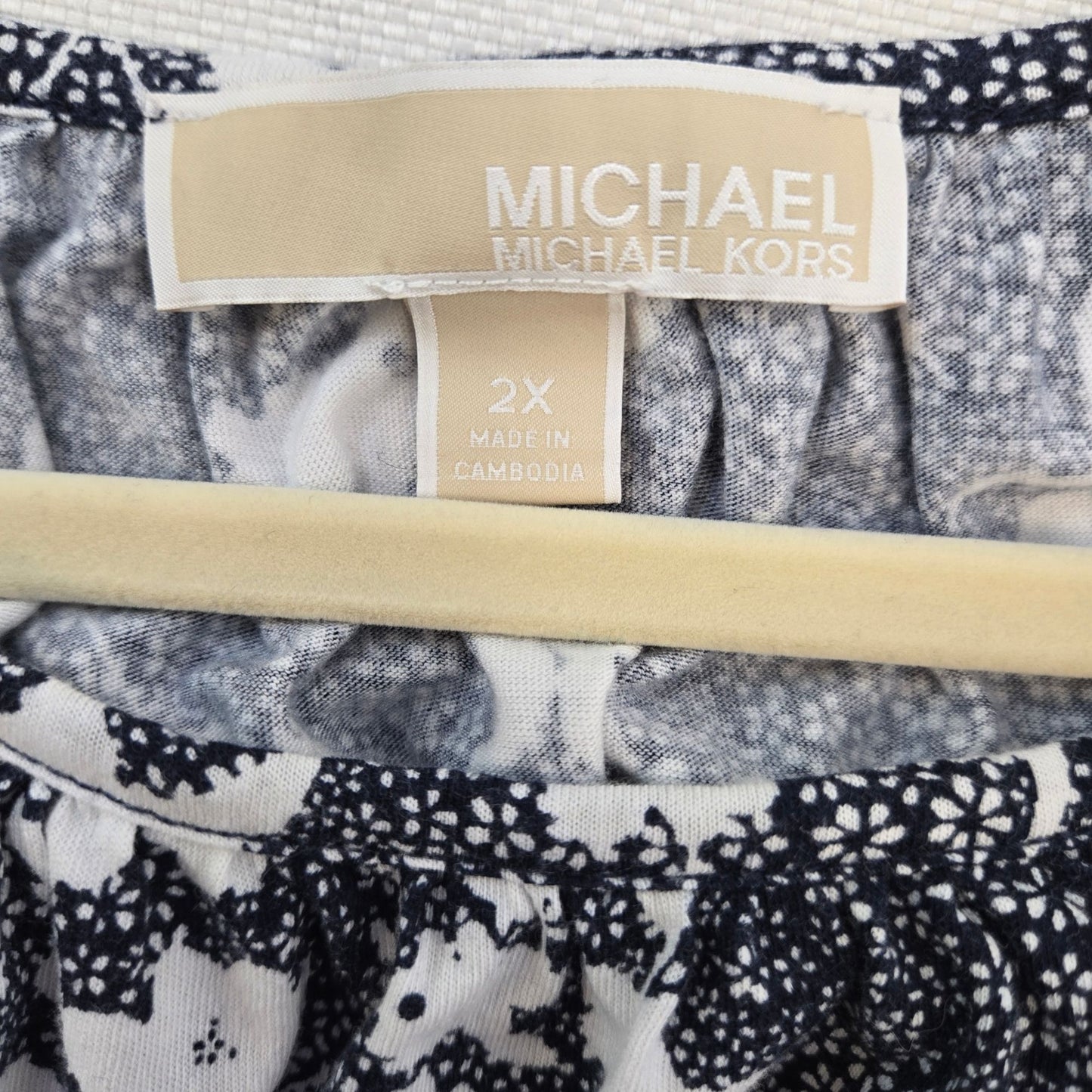 Michael Michael Kors Floral 3/4 Sleeve Popover Top Size 2XL