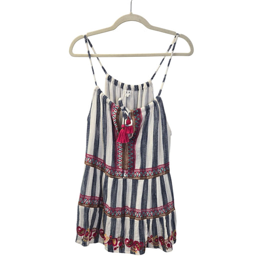 THML Celine Embroidered & Beaded Tassel Tie Boho Camisole Top Size Medium