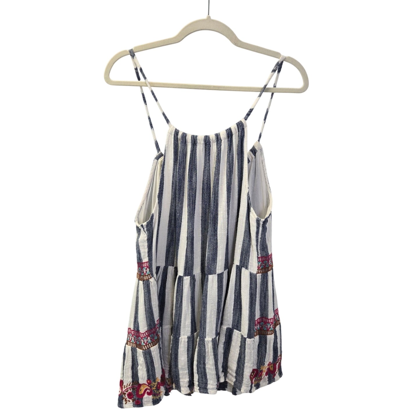 THML Celine Embroidered & Beaded Tassel Tie Boho Camisole Top Size Medium