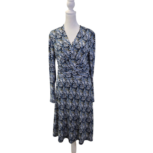 Brooks Brothers Floral Ruched Waist Long Sleeve Dress Size Medium
