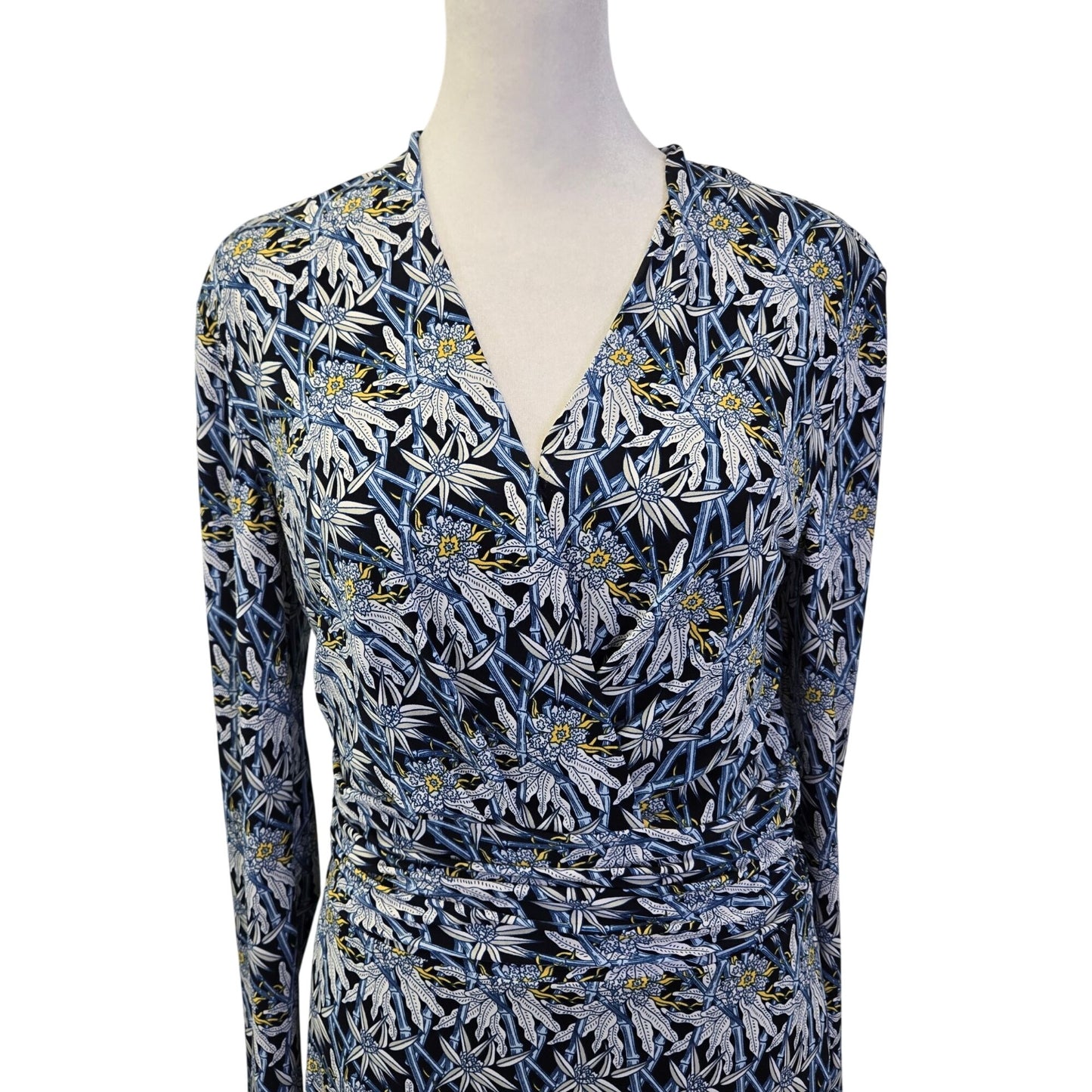 Brooks Brothers Floral Ruched Waist Long Sleeve Dress Size Medium