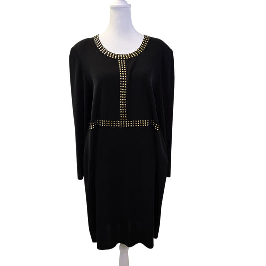 Exclusively Misook Studded Knit Long Sleeve Sheath Dress Size XL