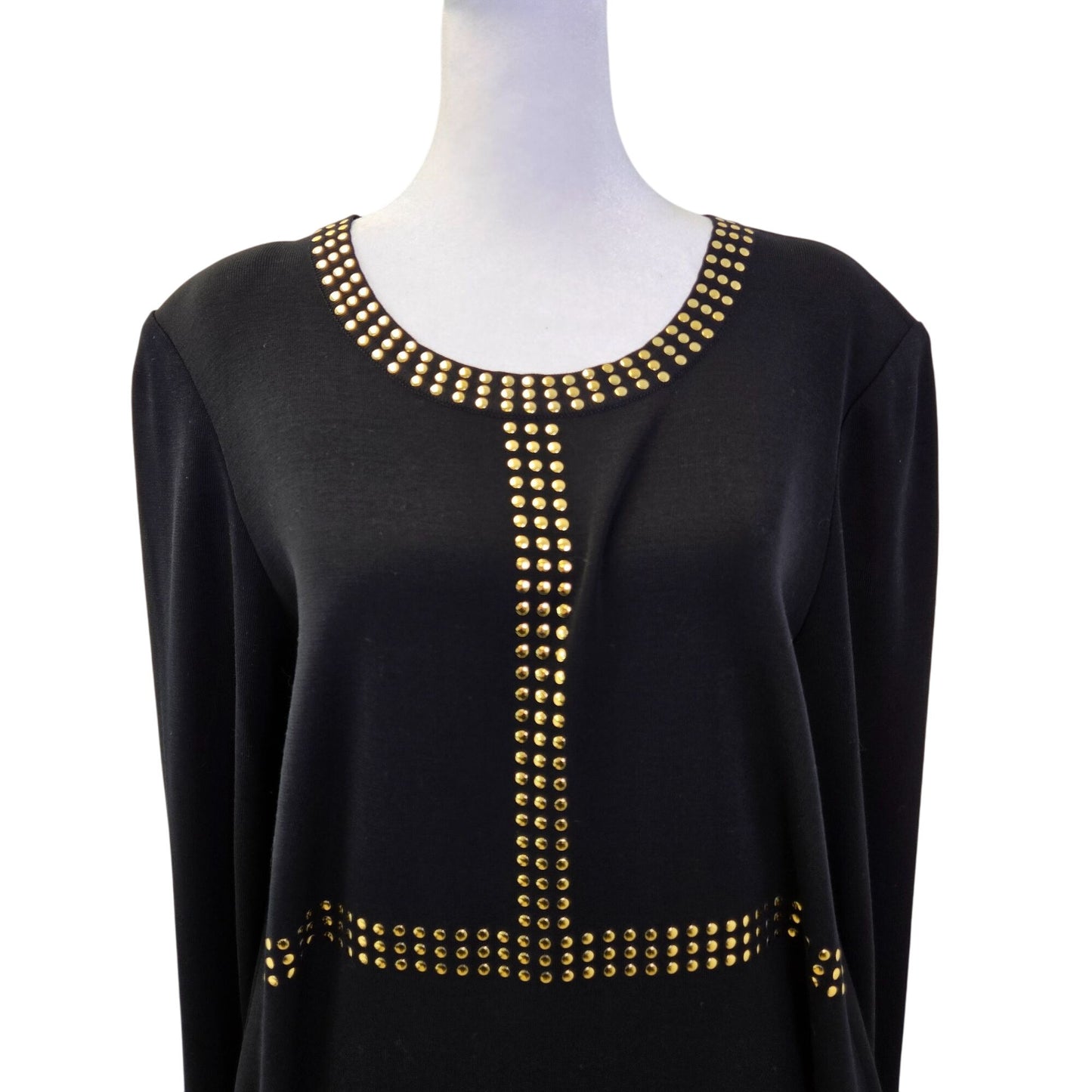 Exclusively Misook Studded Knit Long Sleeve Sheath Dress Size XL
