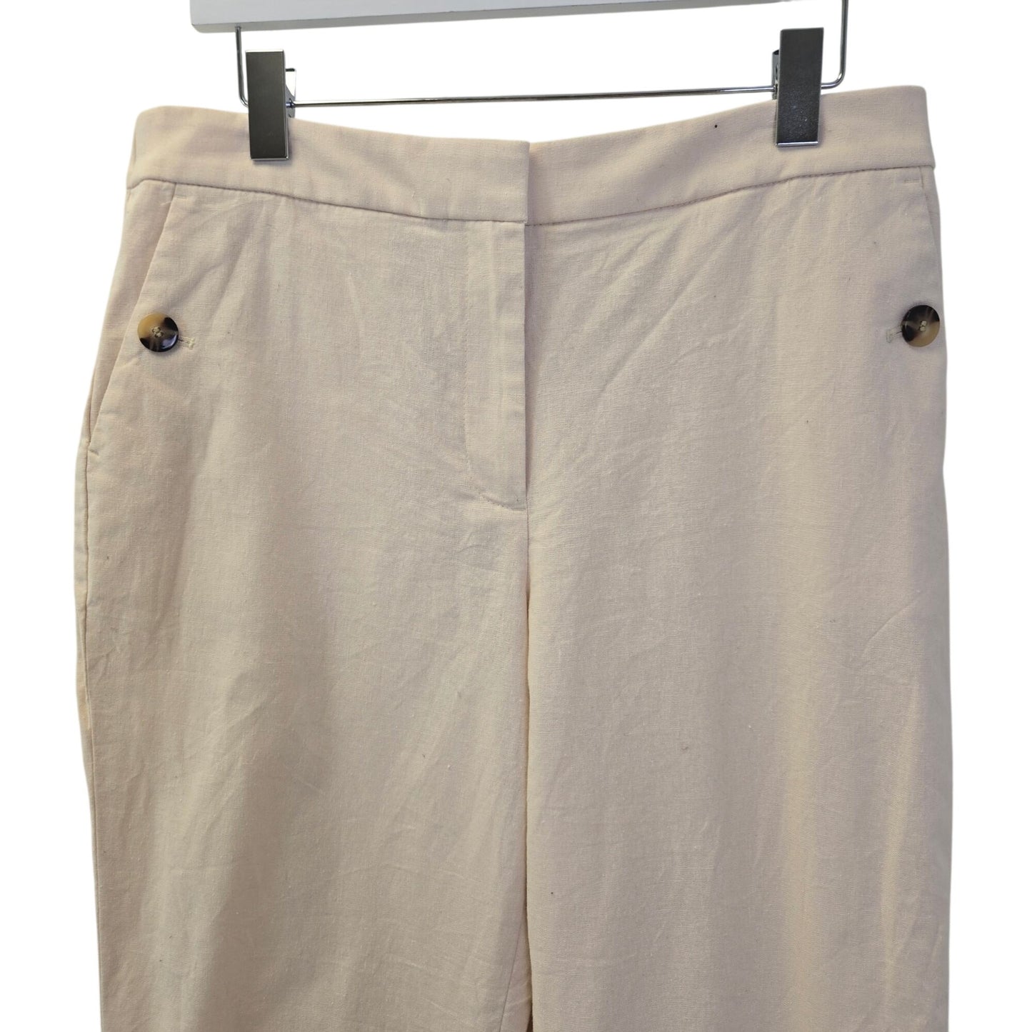 J. Crew Factory Linen Blend Cropped Trouser Pants Size 12