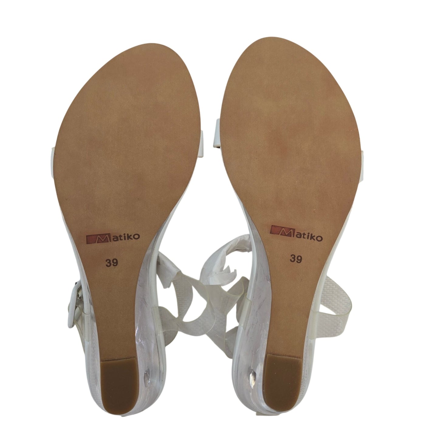 NWT/NIB Matiko Heely Clear Wedge Heel Strappy Sandal Size 39/US 8.5
