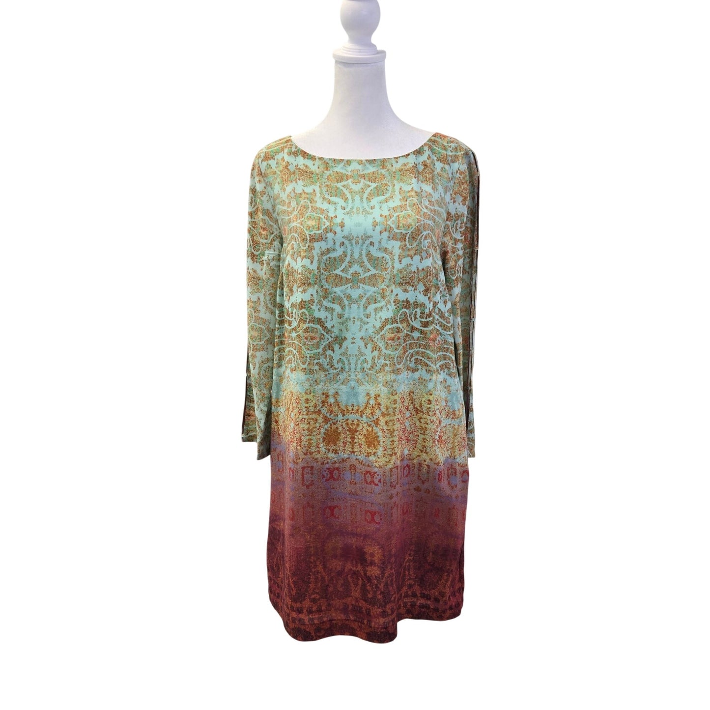 Anthropologie Maeve Cleome 100% Silk Peekaboo Sleeve Shift Dress Size XS