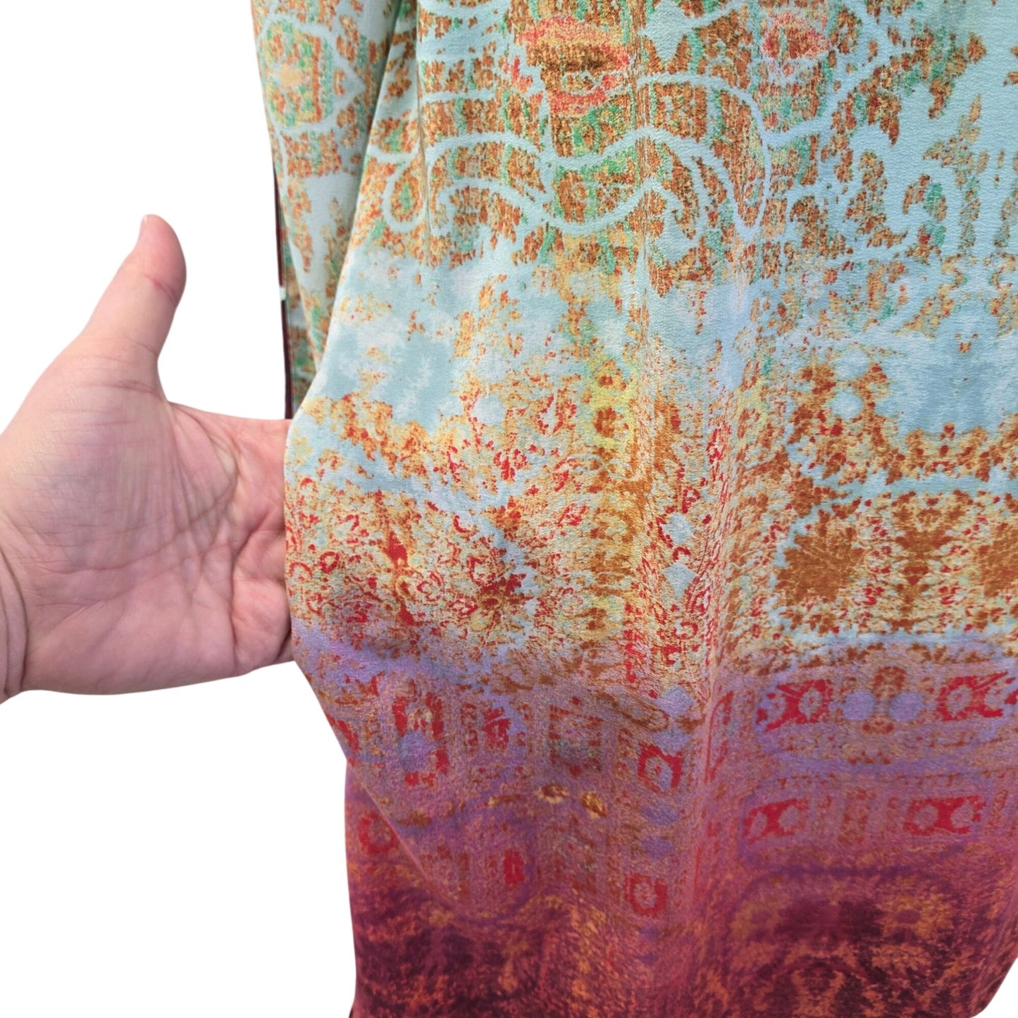 Anthropologie Maeve Cleome 100% Silk Peekaboo Sleeve Shift Dress Size XS