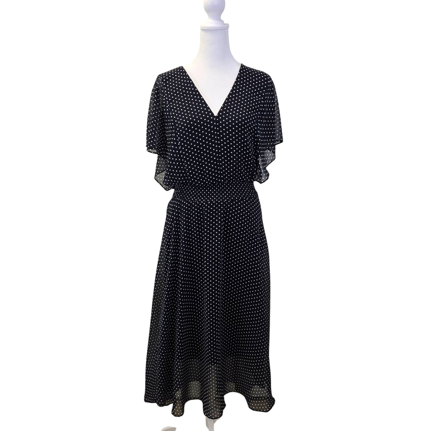 DKNY Polka Dot Flutter Sleeve Maxi Dress Size 8