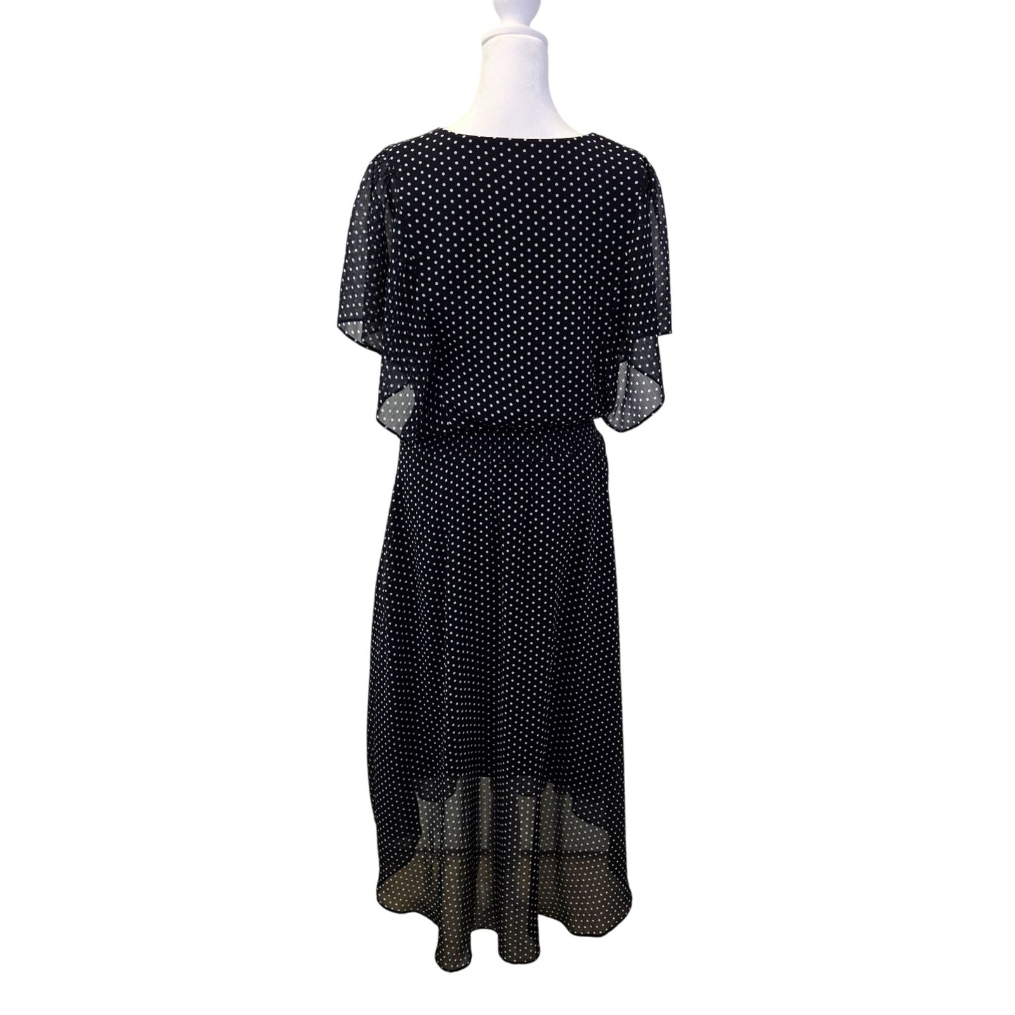 DKNY Polka Dot Flutter Sleeve Maxi Dress Size 8