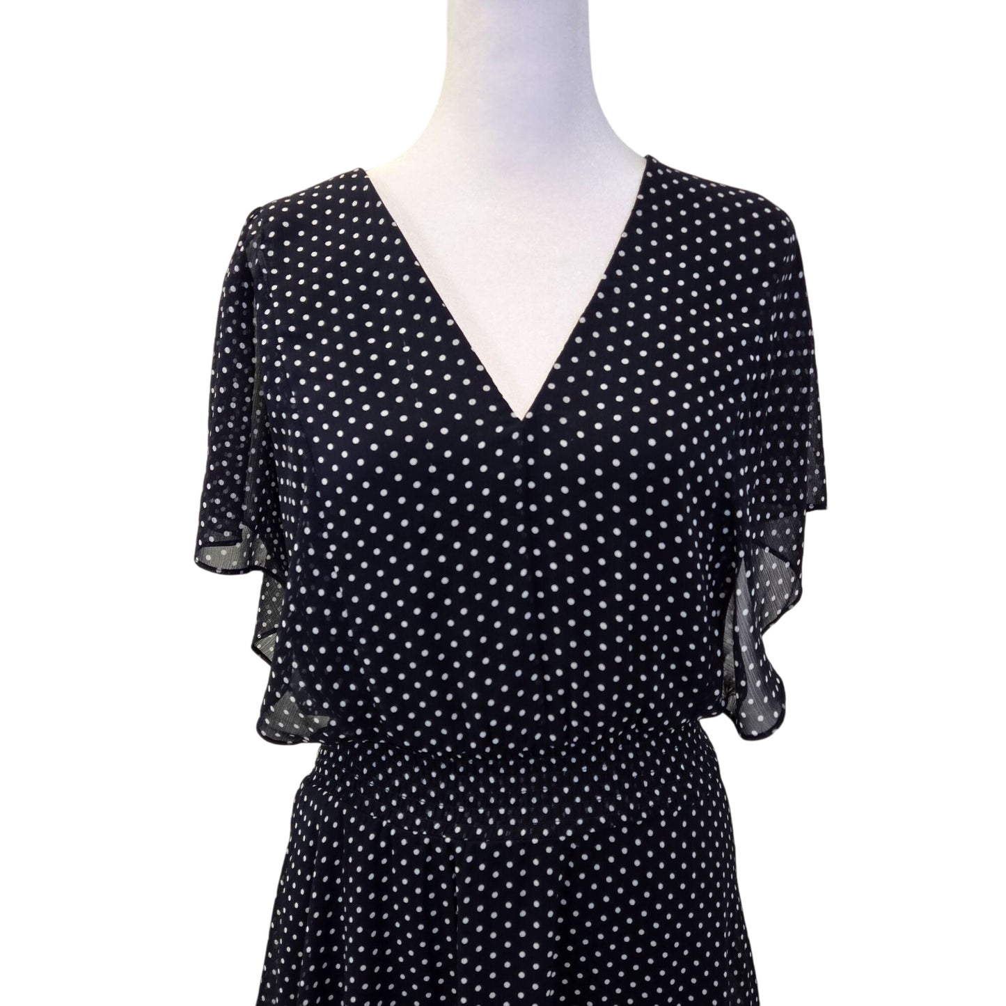 DKNY Polka Dot Flutter Sleeve Maxi Dress Size 8