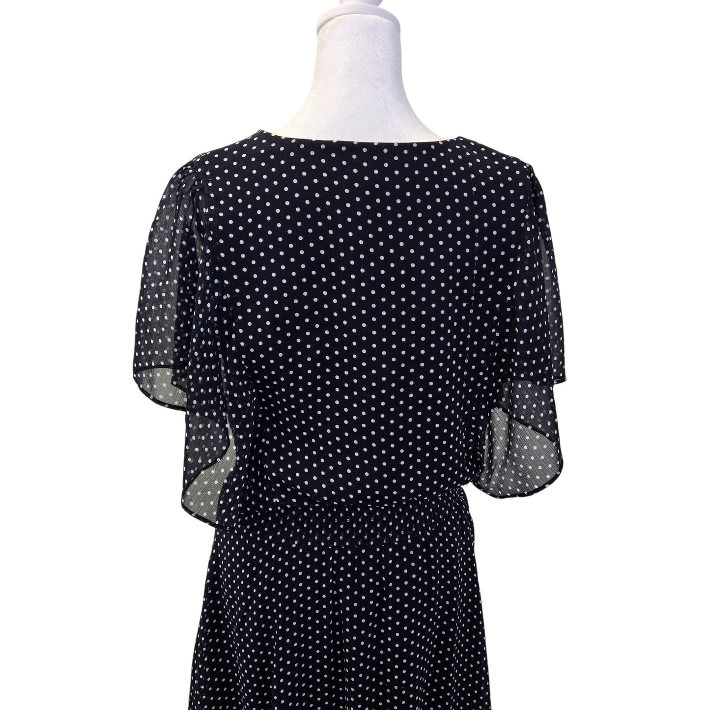 DKNY Polka Dot Flutter Sleeve Maxi Dress Size 8