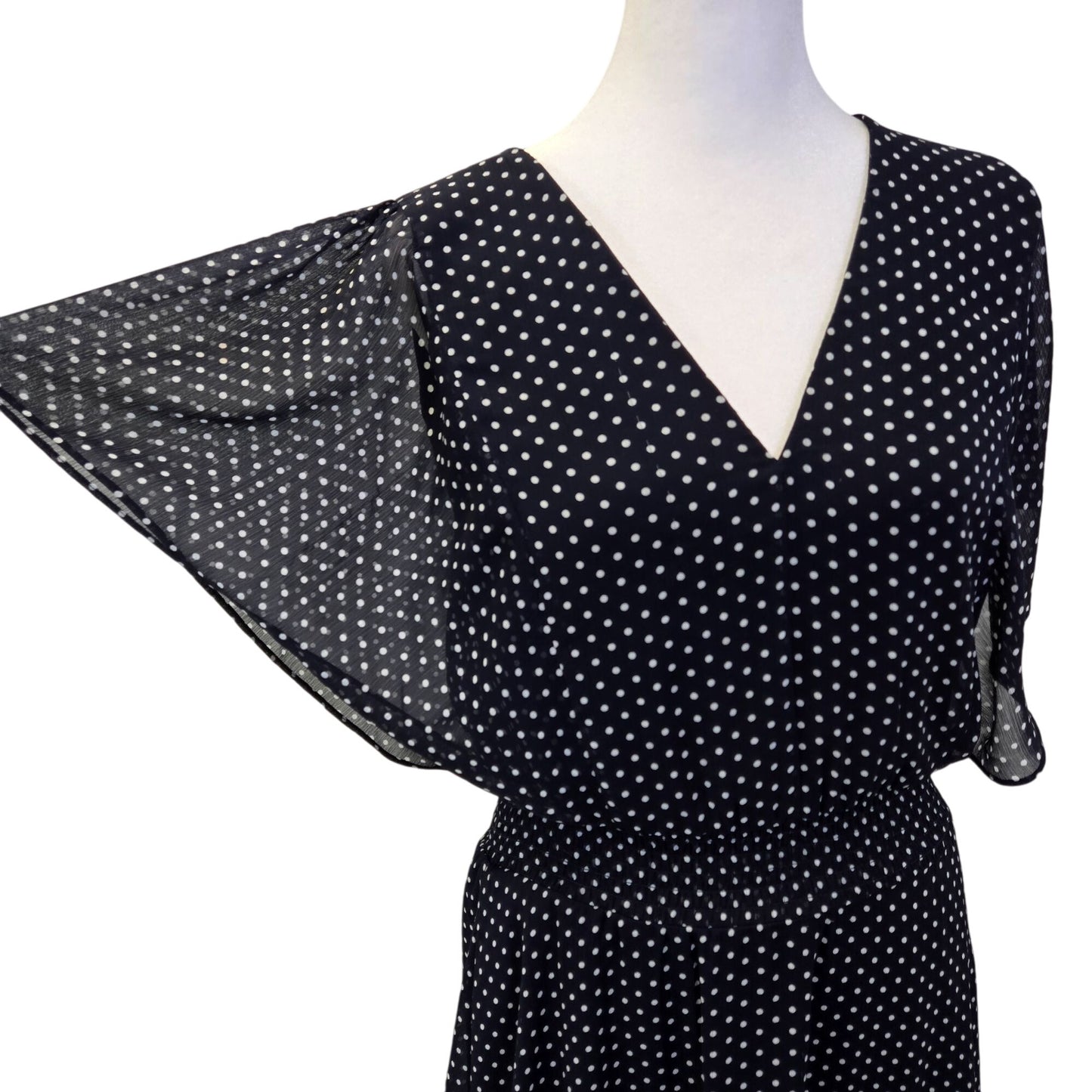 DKNY Polka Dot Flutter Sleeve Maxi Dress Size 8