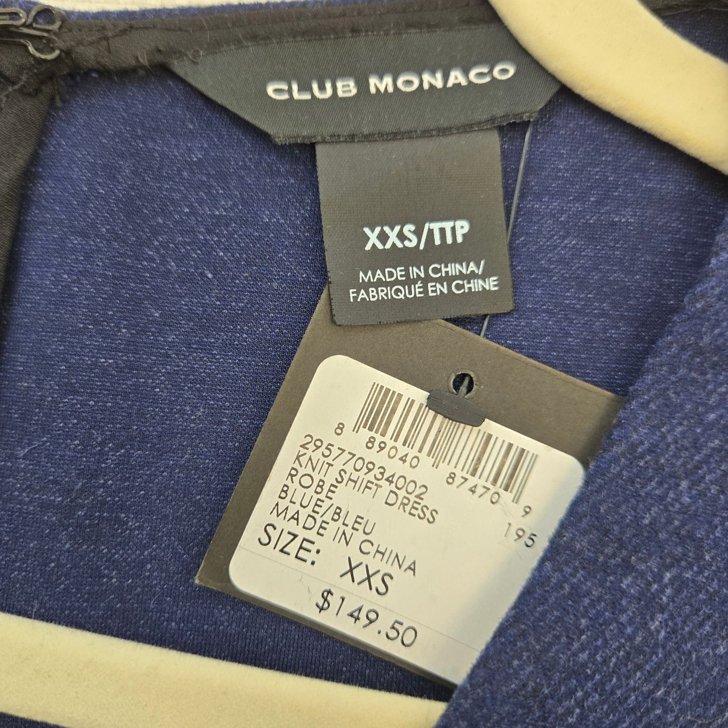 NWT Club Monaco Knit Shift Dress Robe in Blue Size XXS/XS