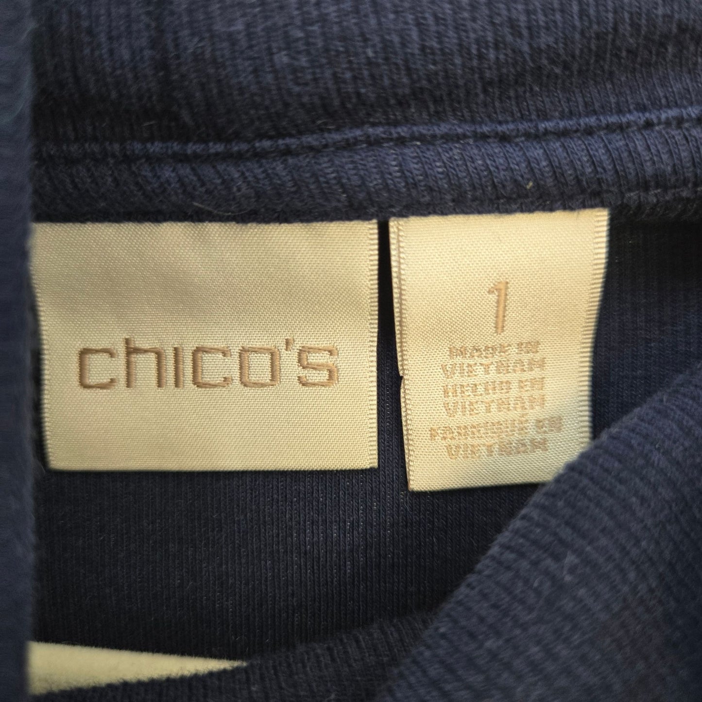 Chico's Mixed Media Faux Wrap Front Cowlneck Top Size Chico's 1/Small