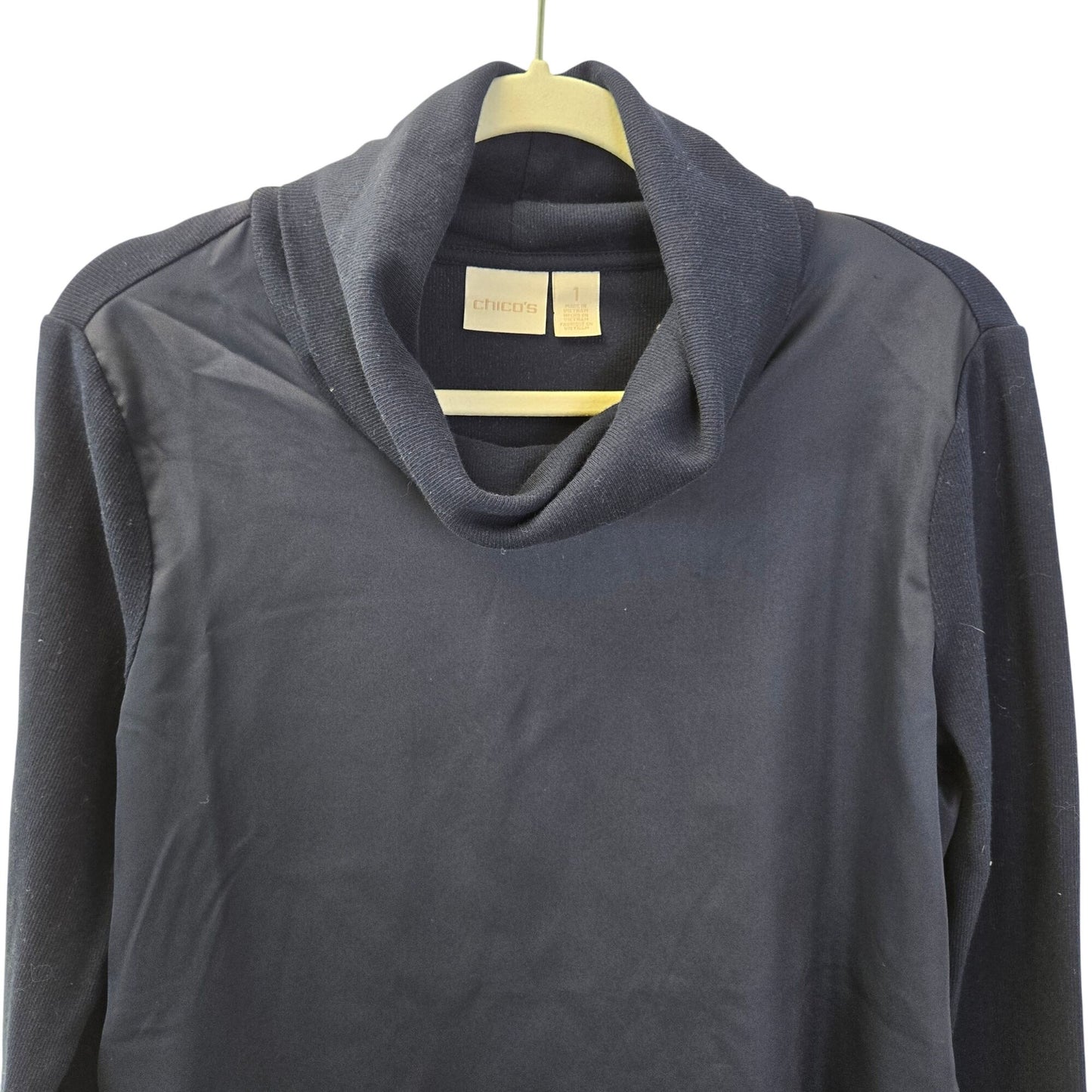 Chico's Mixed Media Faux Wrap Front Cowlneck Top Size Chico's 1/Small