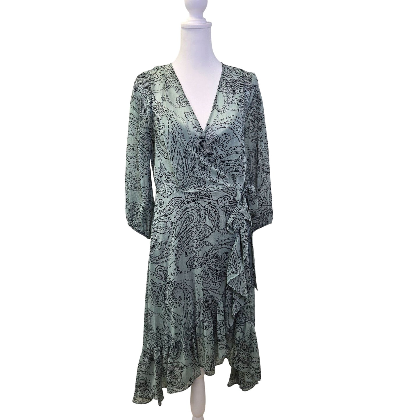 Calvin Klein Paisley Print Faux Wrap Boho Dress Size 4