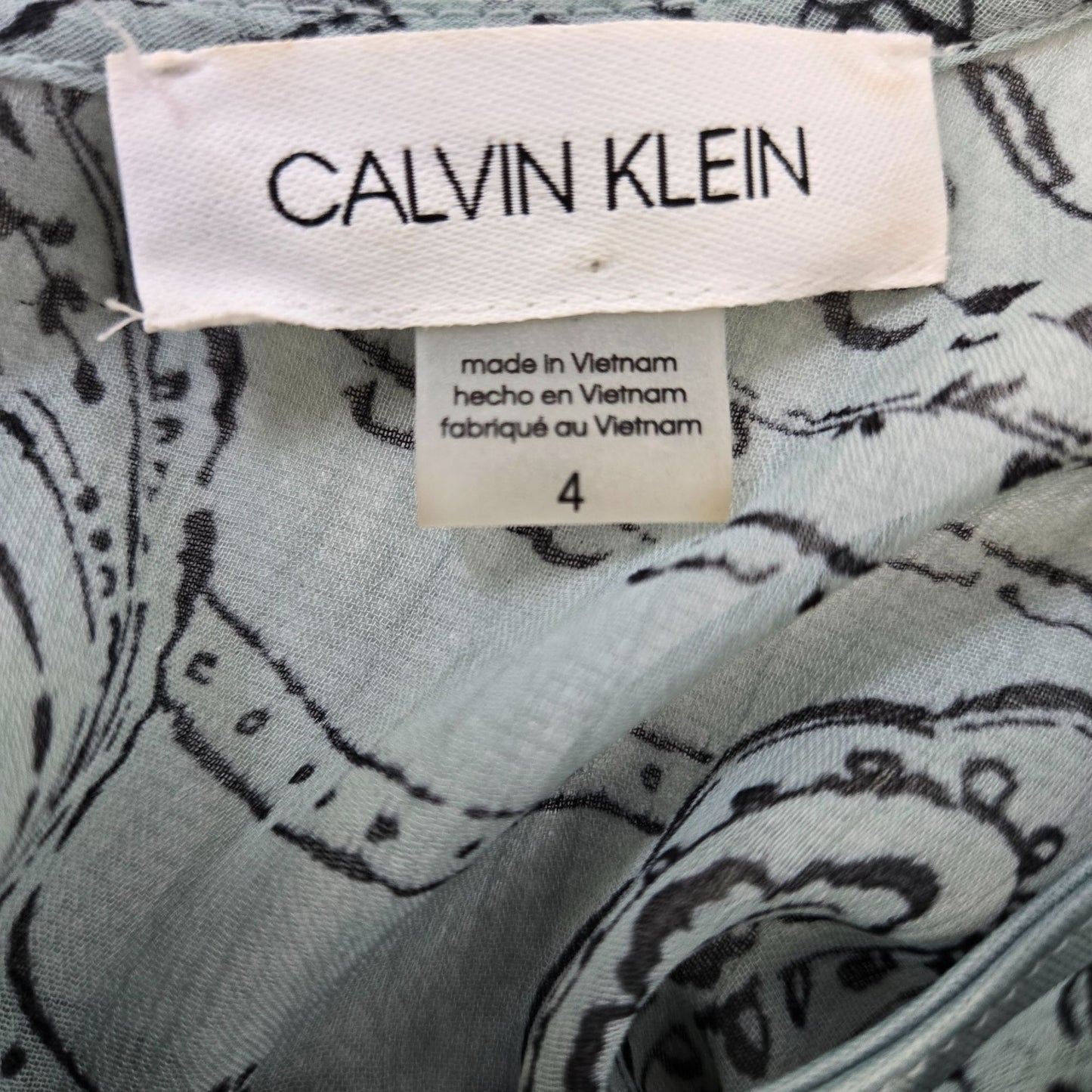 Calvin Klein Paisley Print Faux Wrap Boho Dress Size 4