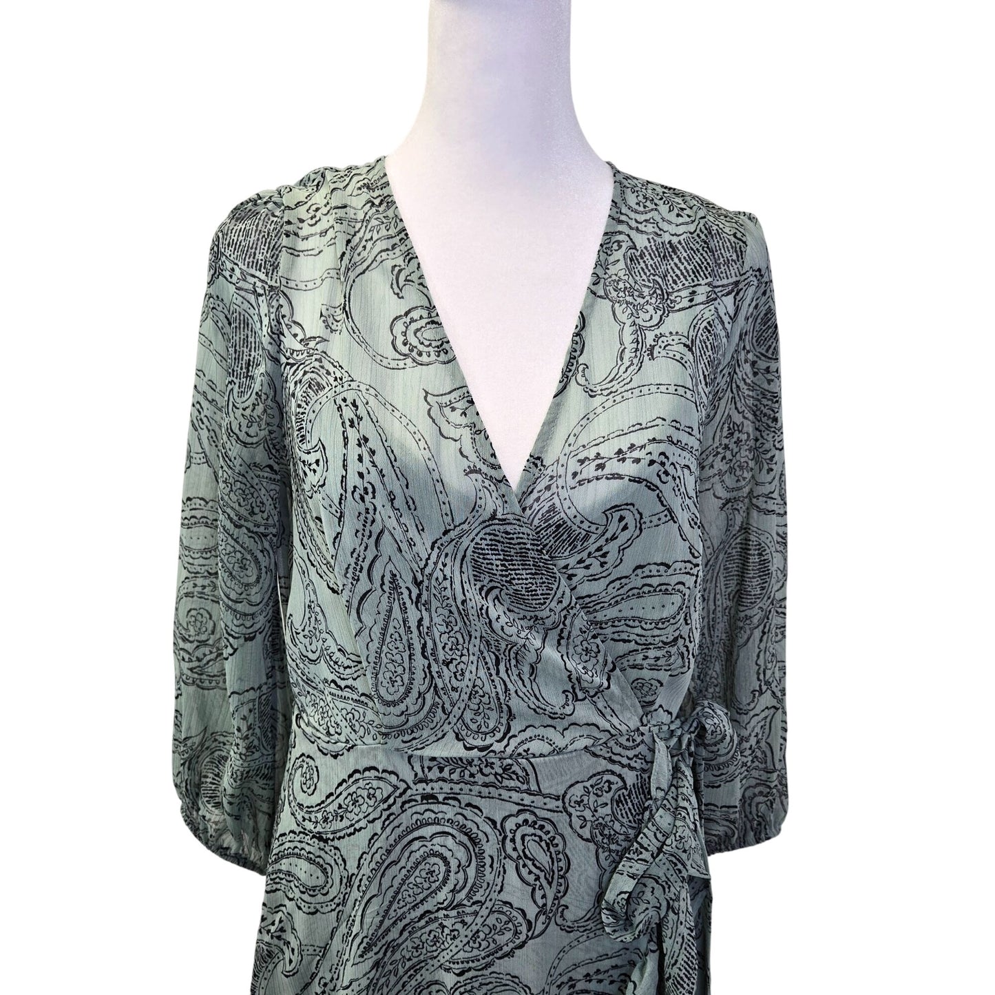 Calvin Klein Paisley Print Faux Wrap Boho Dress Size 4