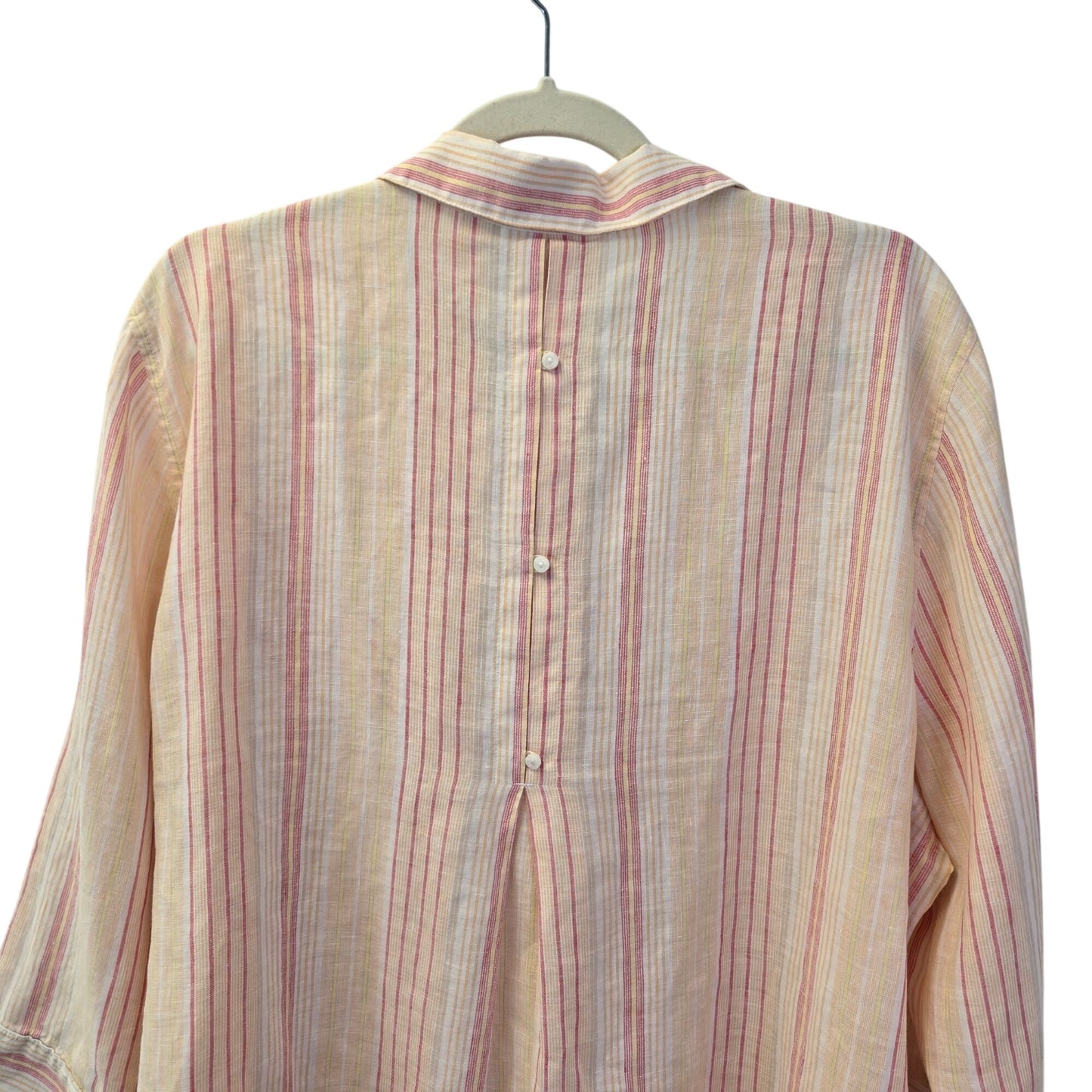 Chico's Non-Iron 100% Linen Striped 3/4 Sleeve Button Down Shirt Size Chico's 4/2X
