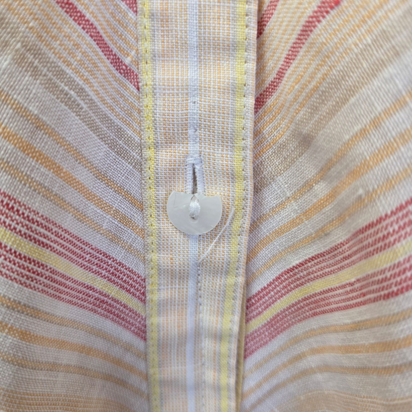 Chico's Non-Iron 100% Linen Striped 3/4 Sleeve Button Down Shirt Size Chico's 4/2X