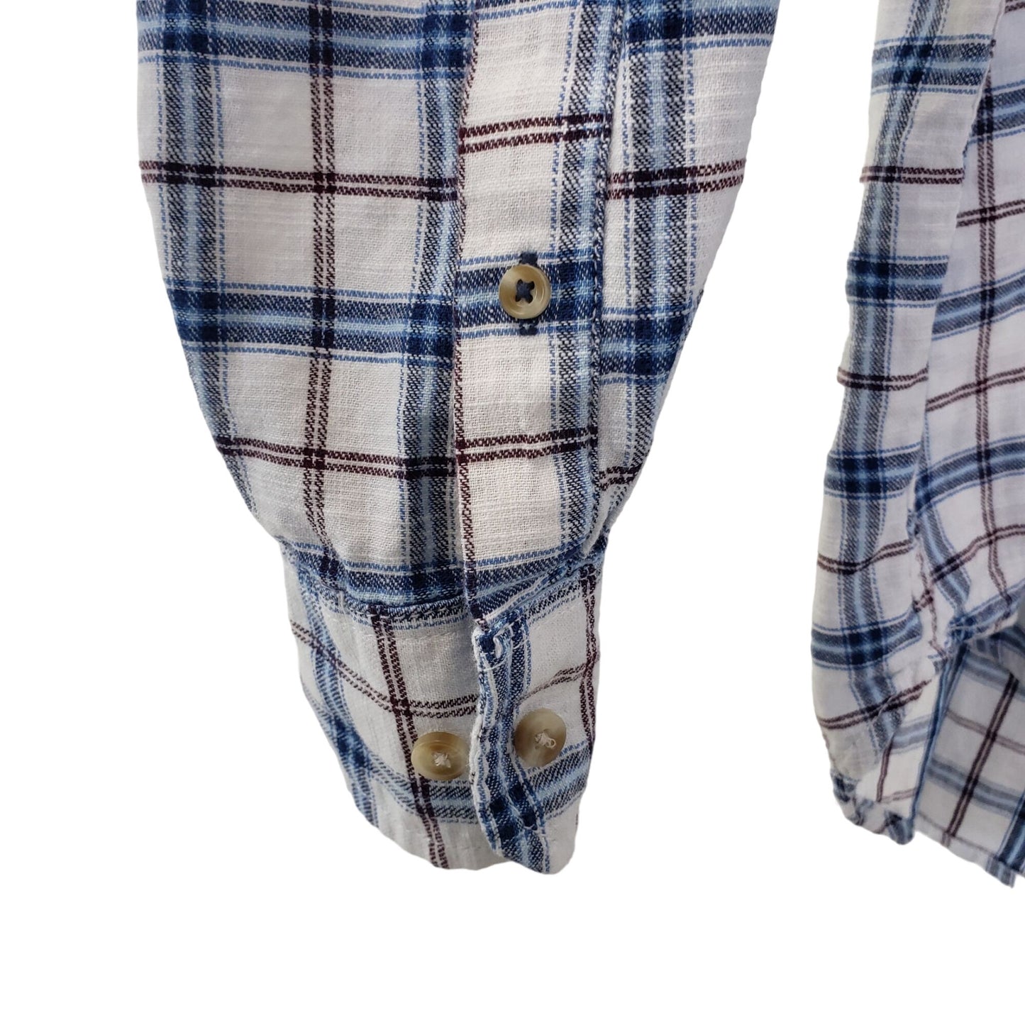 IZOD Linen Blend Plaid Button Down Shirt Size XL