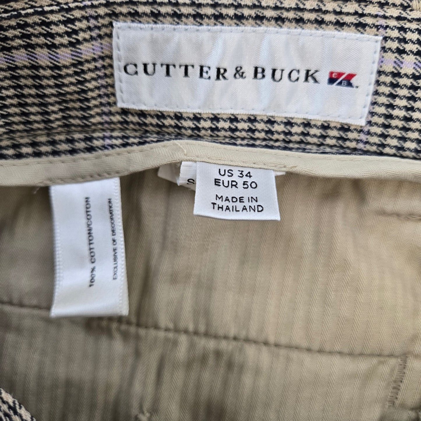 Cutter & Buck Glen Plaid 100% Cotton Shorts Size 34