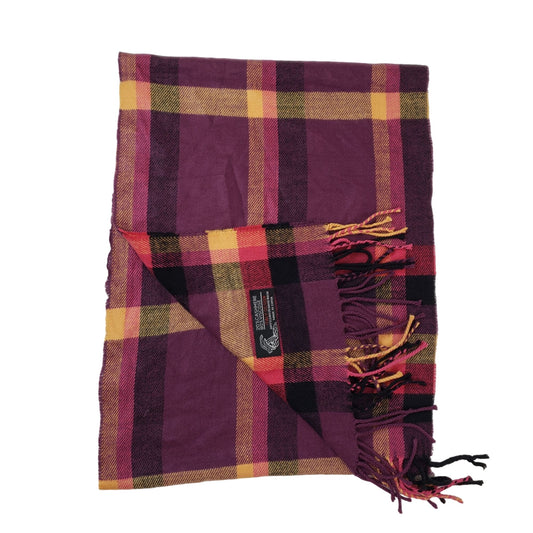 Italy Design Cashmere Blend Plaid Fringe Scarf