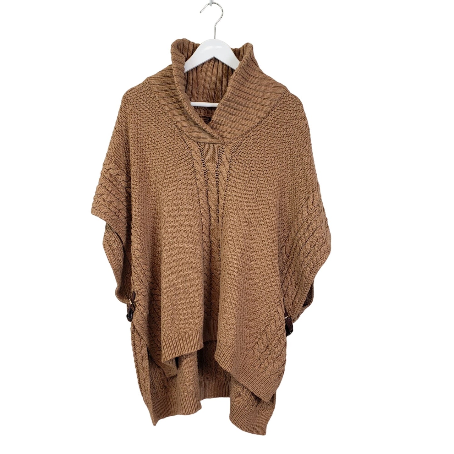 Talbots Oversized Wool Blend Cable Knit Poncho Sweater Size S/M