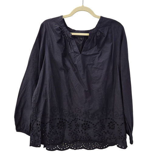 Lane Bryant Lightweight Popover Top with Eyelet Trim Size 14