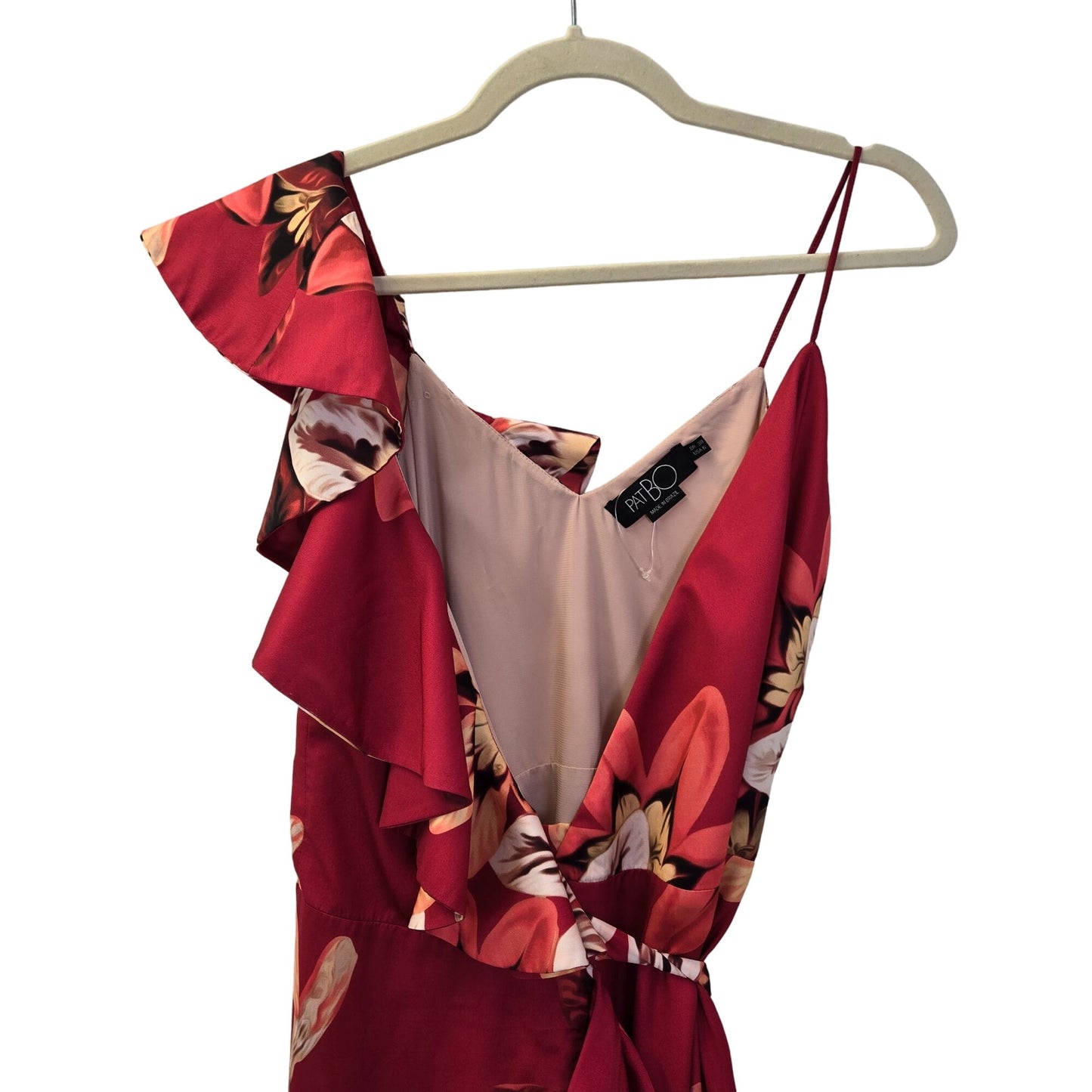 NWOT PatBO Floral Carmen Maxi Wrap Dress in Deep Pink Size 6