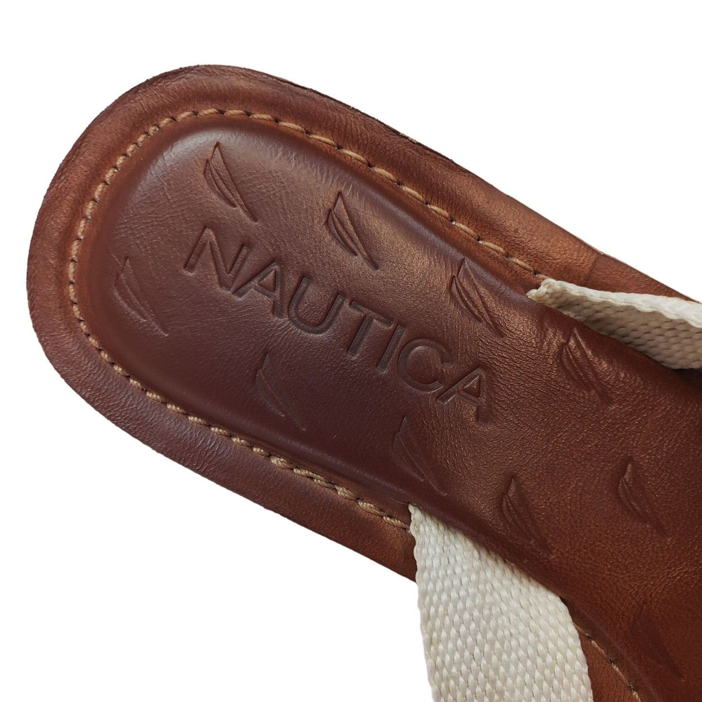 Nautica Leather and Canvas Thong Sandals Size 7 (est)