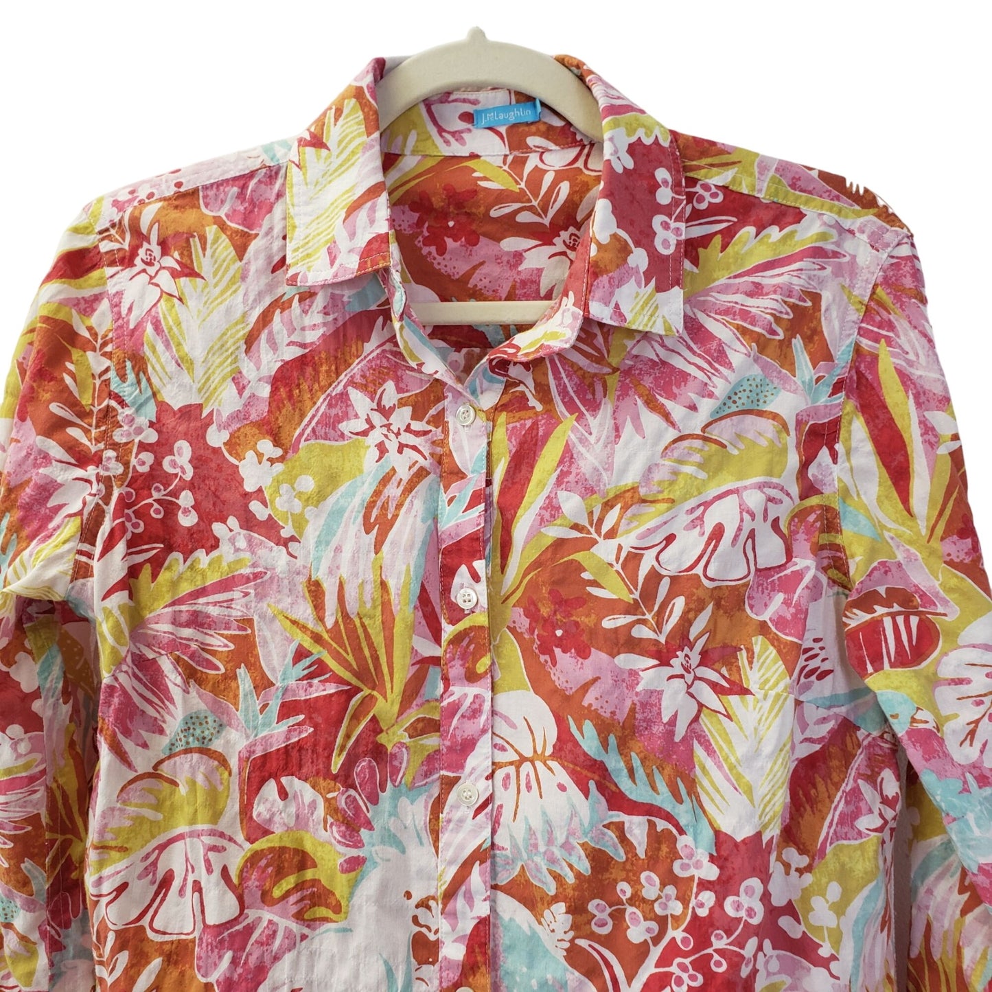 J. McLaughlin Tropical Print Button Down Shirt Size Small