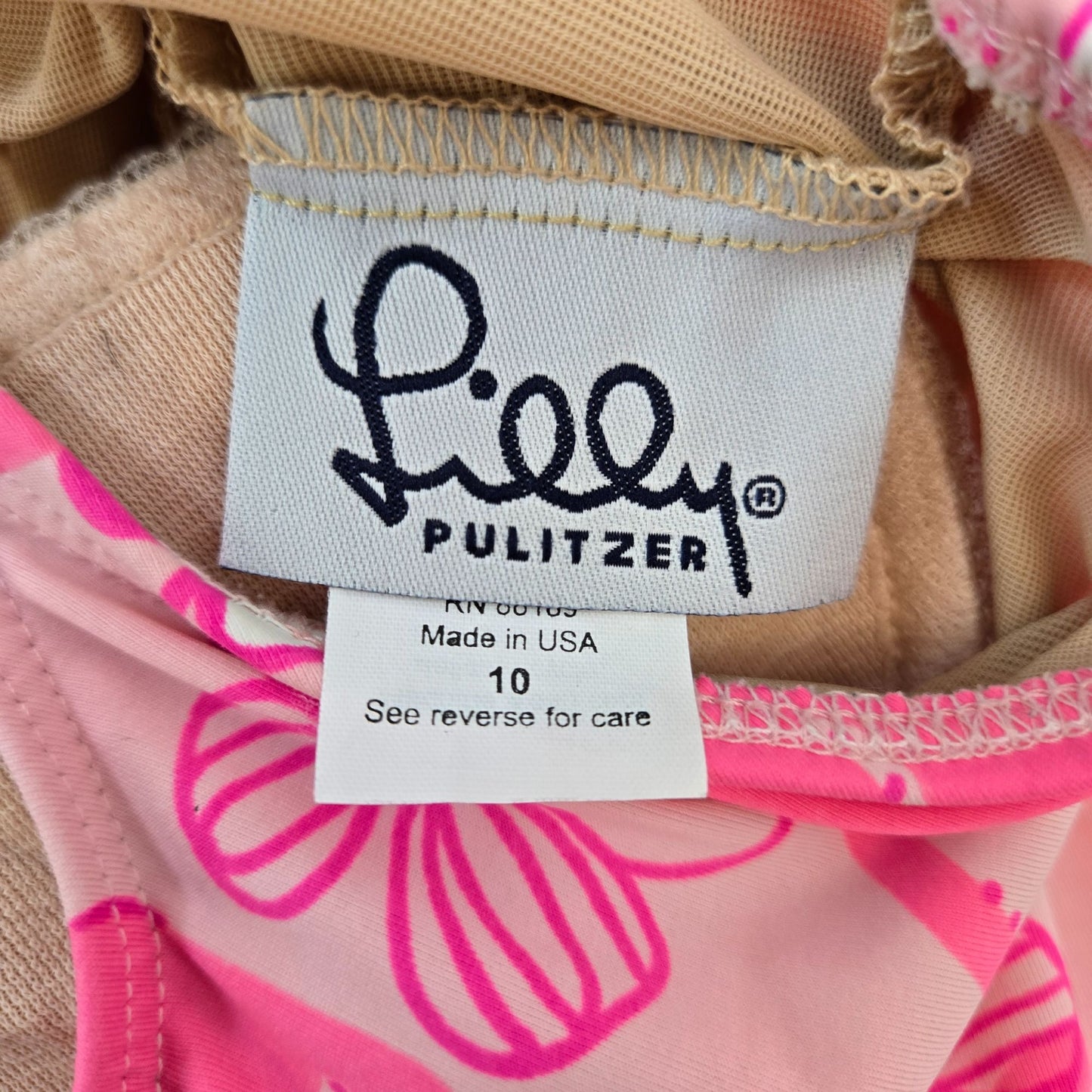 Lilly Pulitzer Grrranium Bermuda Pink Panther One Piece Swimsuit Dress Size 10
