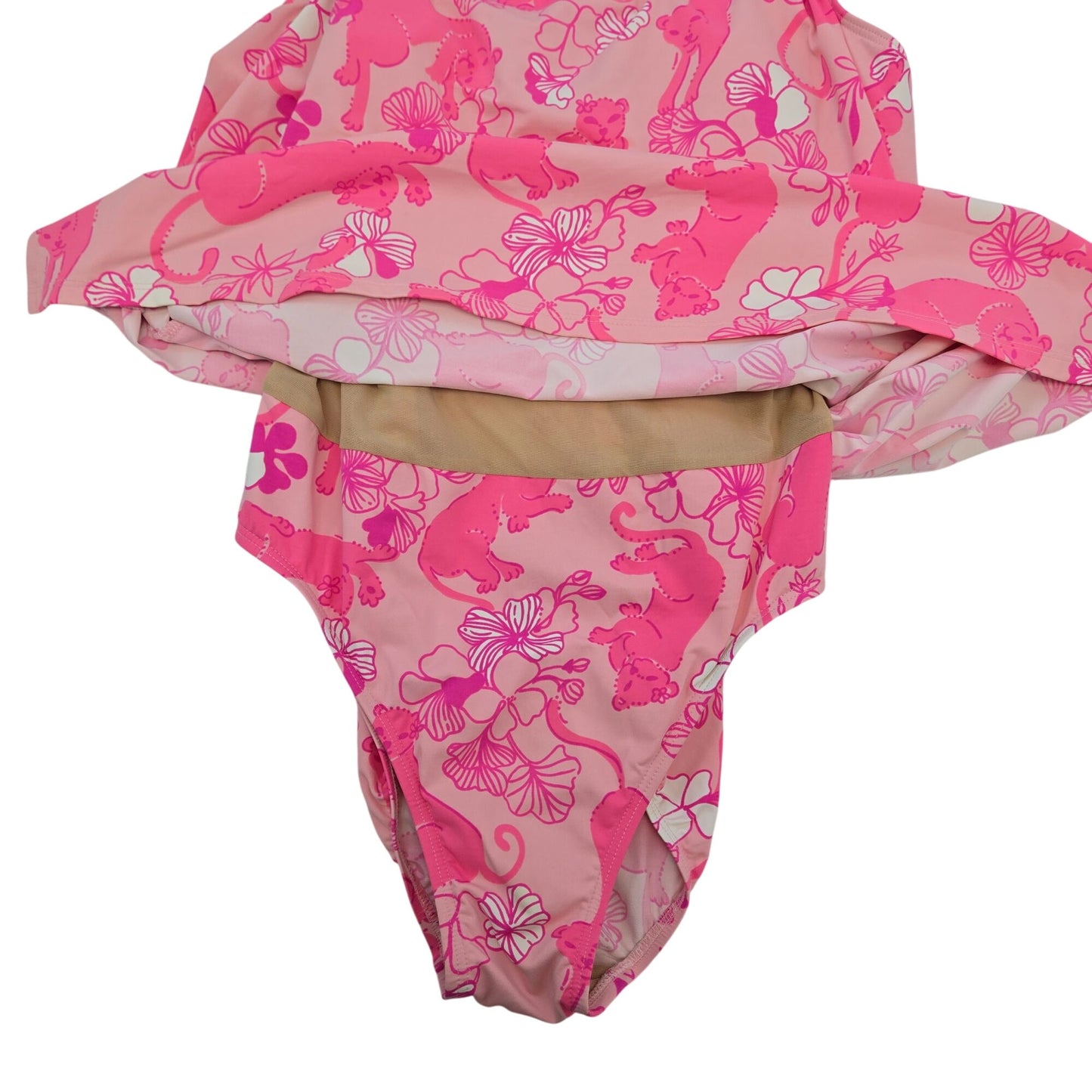 Lilly Pulitzer Grrranium Bermuda Pink Panther One Piece Swimsuit Dress Size 10