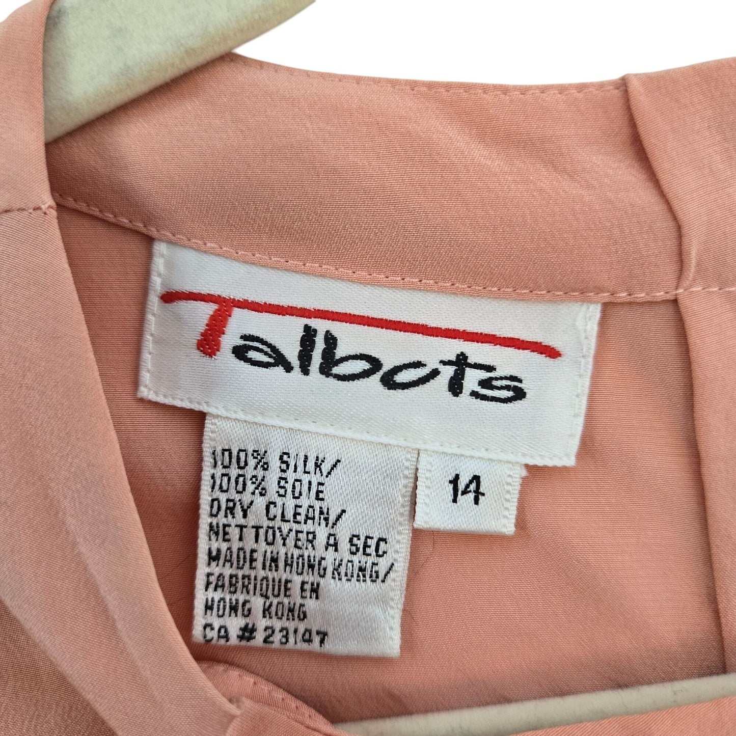 Talbots 100% Silk Sleeveless Blouse Size 14