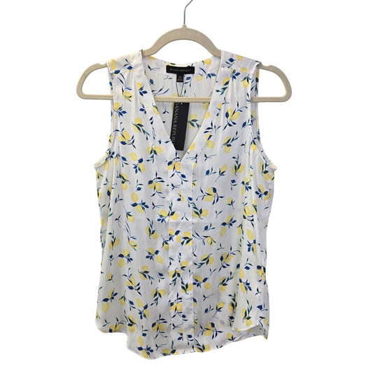 NWT Banana Republic Lemon Print Popover Sleeveless Blouse Size XS/S