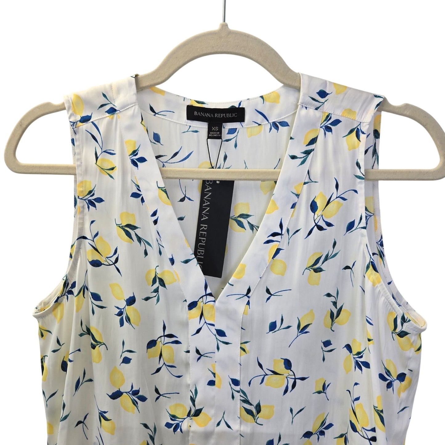 NWT Banana Republic Lemon Print Popover Sleeveless Blouse Size XS/S