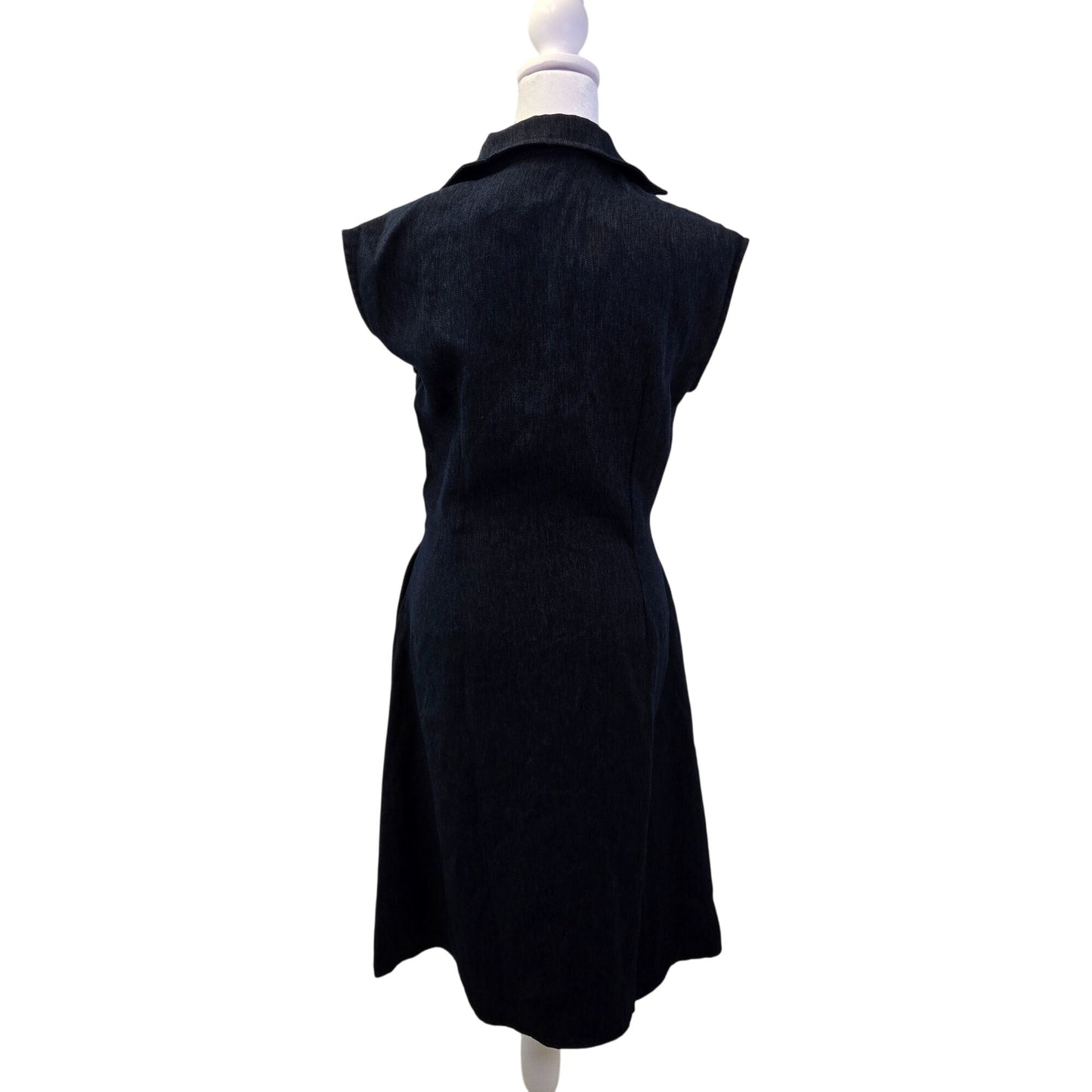 NWT OGL Viscose-Linen Weave Collared V-neck Midi Chambray Dress Size Medium