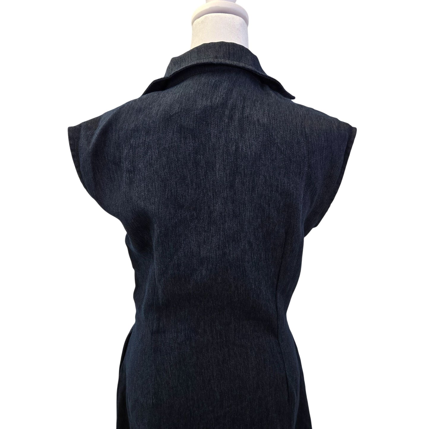 NWT OGL Viscose-Linen Weave Collared V-neck Midi Chambray Dress Size Medium