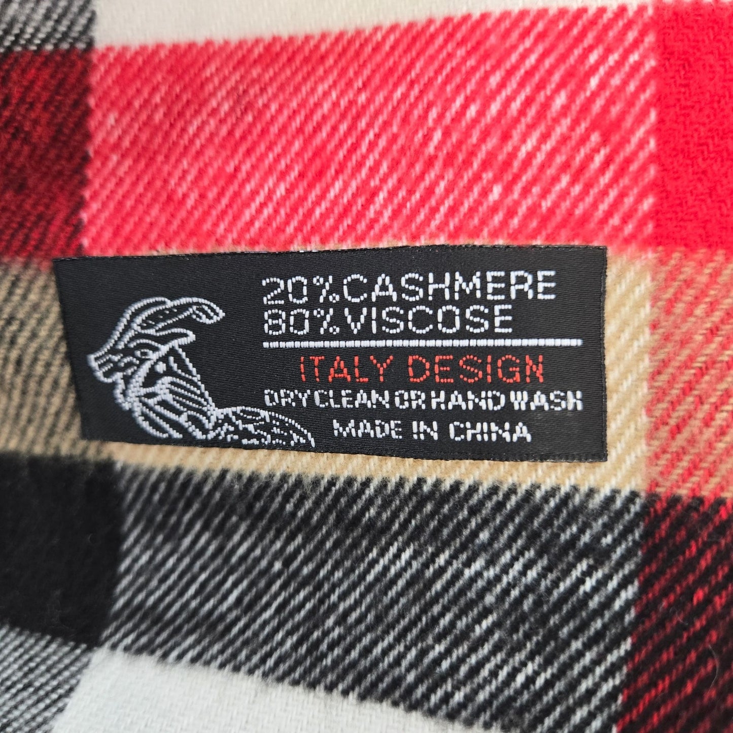 Italy Design Plaid Cashmere & Viscose Blend Fringe Scarf
